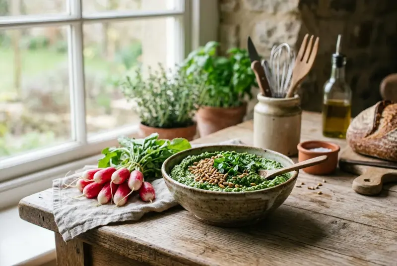 Co zrobić z liści rzodkiewki? Przepis na pesto zero waste